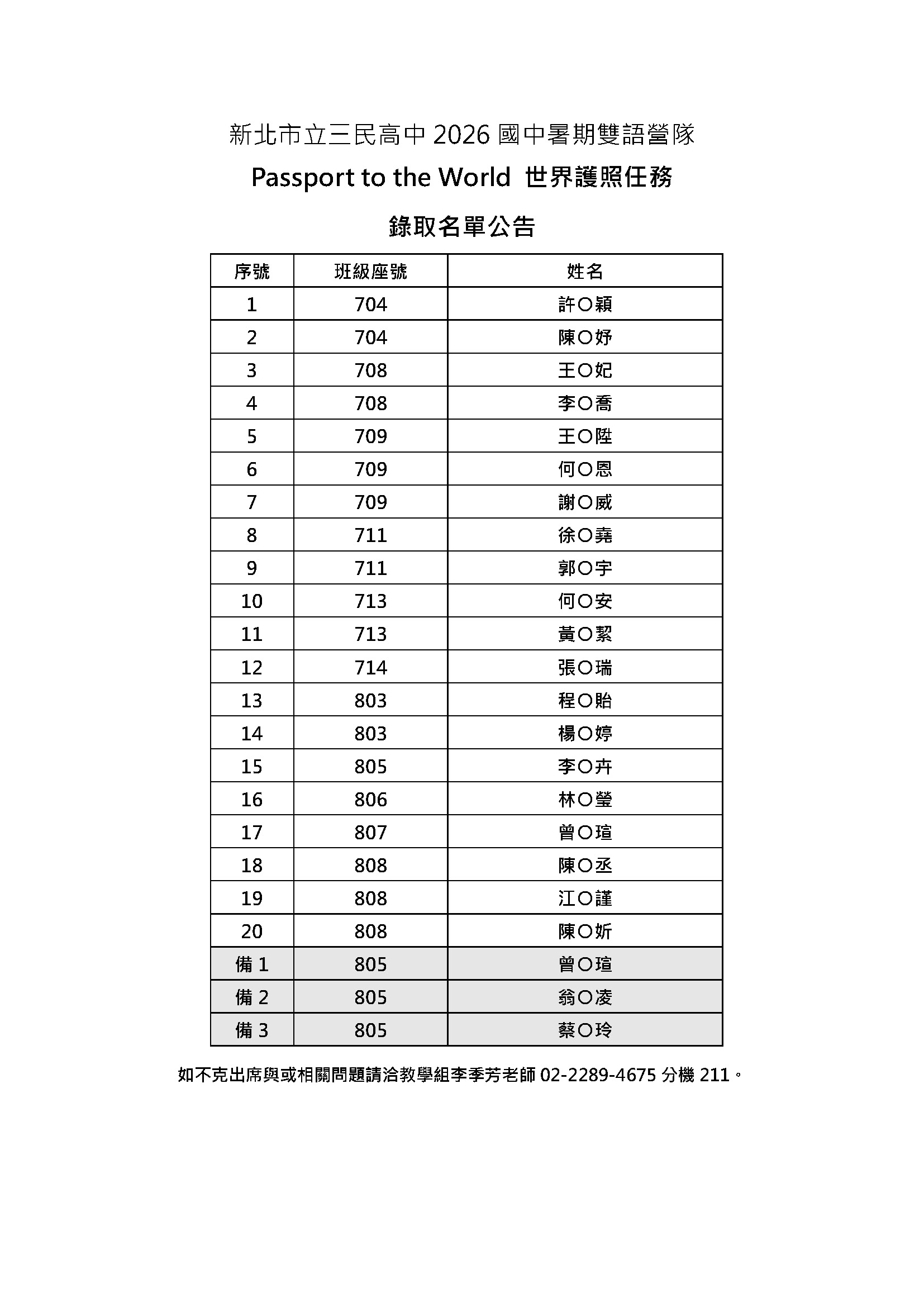 2026營隊名單